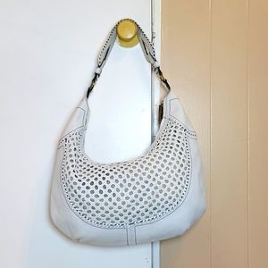 Cole Haan Off White Pebbled Leather Hobo Purse